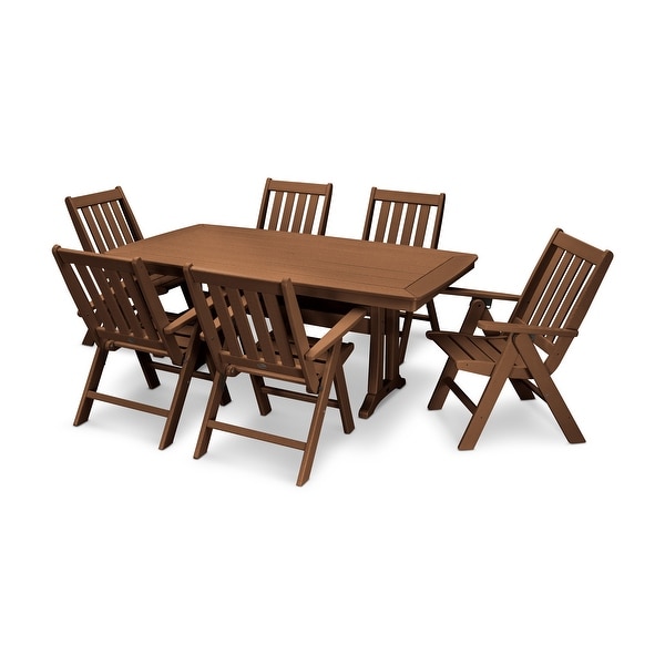 POLYWOOD Vineyard 7Piece Nautical Trestle Folding Dining Set