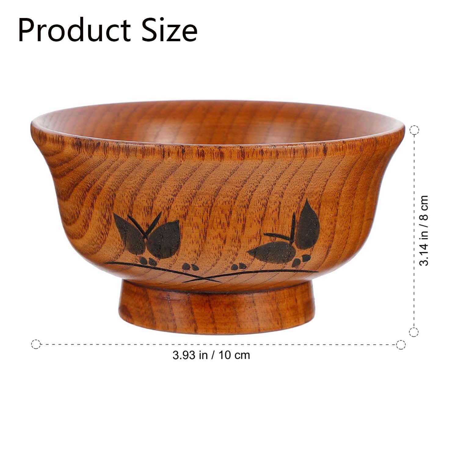 Wooden Dessert Salad Pasta Soup Bowl Butterfly Printed Footed Serving Bowl Natural Wood Rice Bowls Japanese Ramen Bowl for Noodles Fruiit Tea Snacks