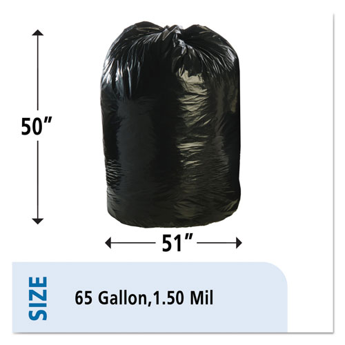 Stout Total Recycled Content Plastic Trash Bags | 65 gal， 1.5 mil， 50