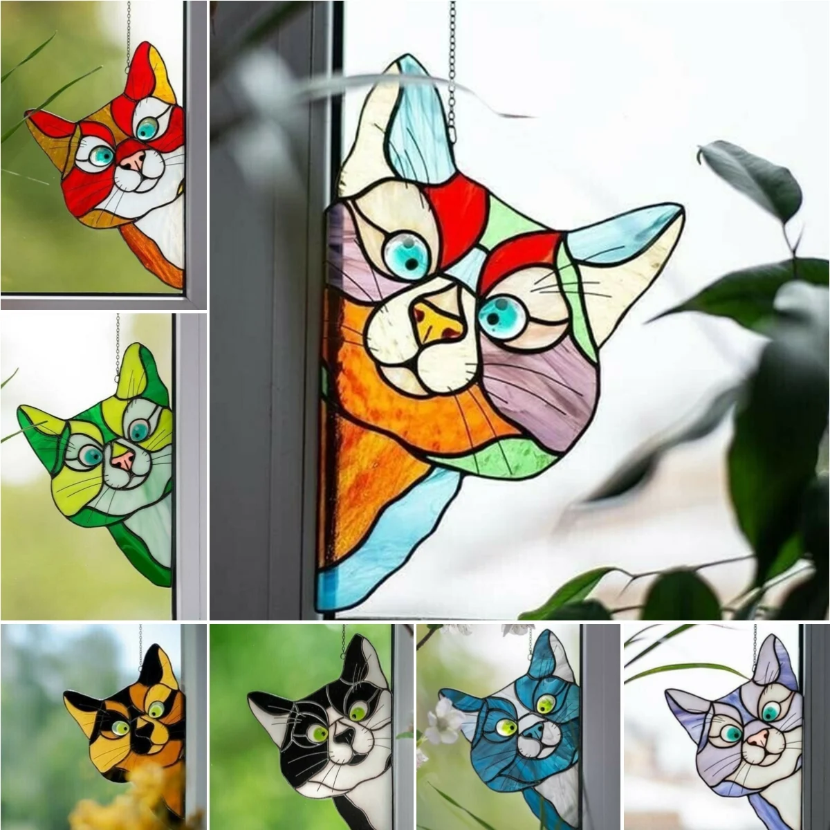 🔥 BIG SALE - 40% OFF🔥🔥Hot Sale-😻Handmade Stain Cat Suncatcher For Window