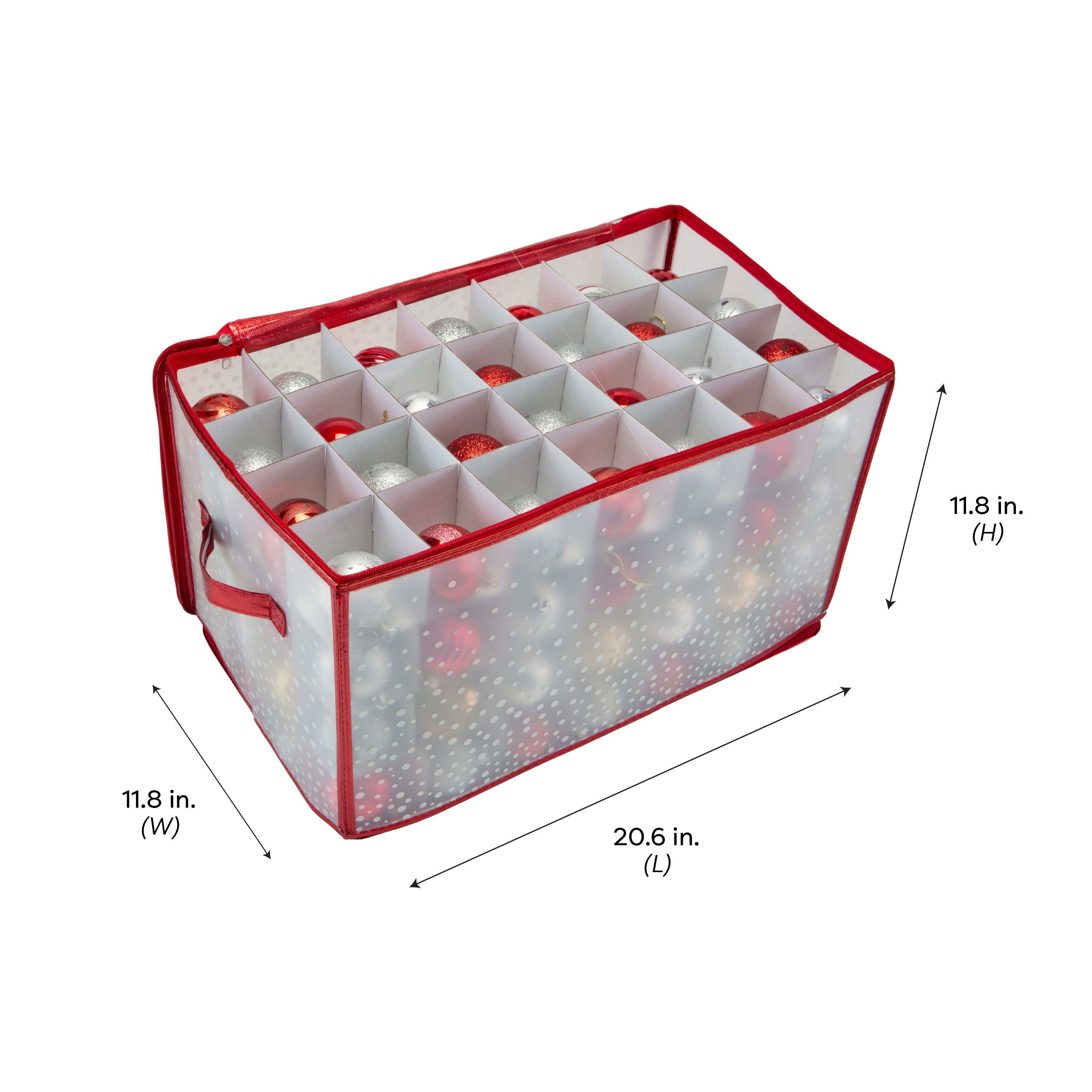 Simplify 112-Count Plastic Ornament Organizer, Red