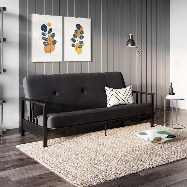 Realrooms Bretta Contemporary Black Metal Arm Futon Frame