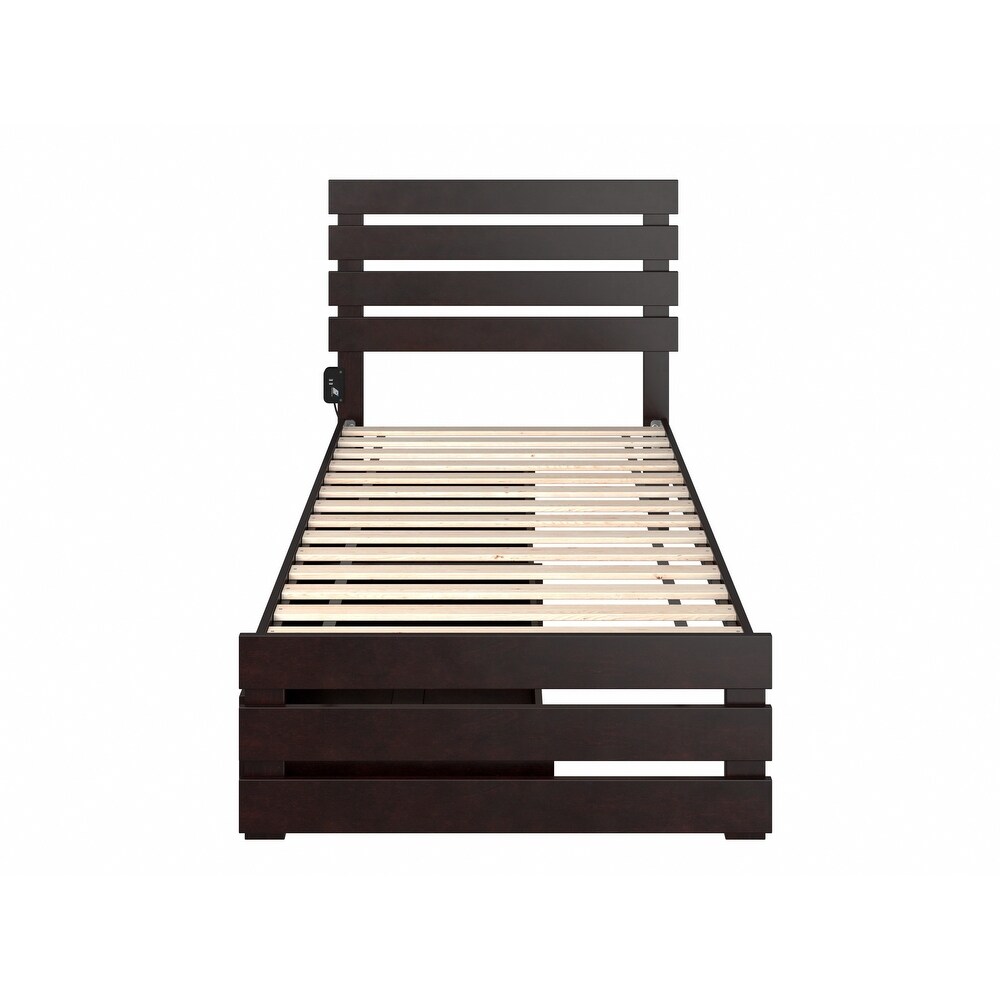 Oxford Twin XL Bed with Footboard and 2 Drawers in Espresso