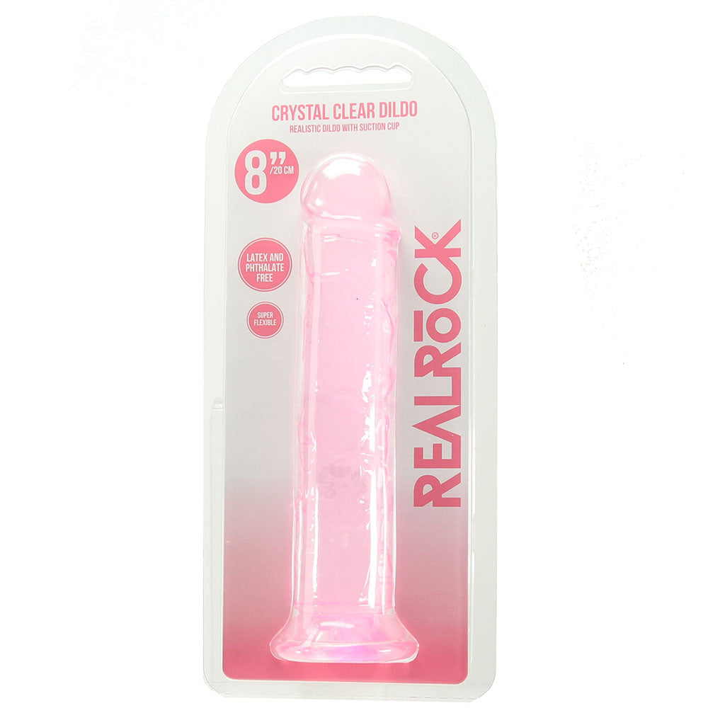 RealRock Crystal Clear Jelly 8 Inch Dildo in Pink