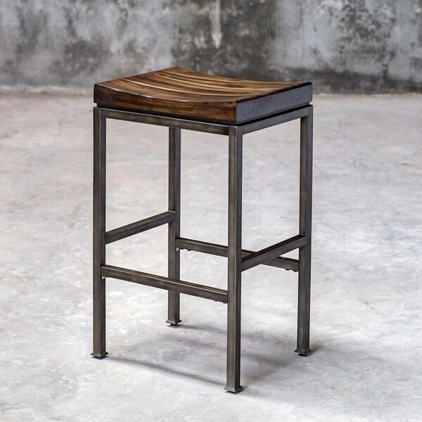 Uttermost Beck Dark Walnut Industrial Bar Stool