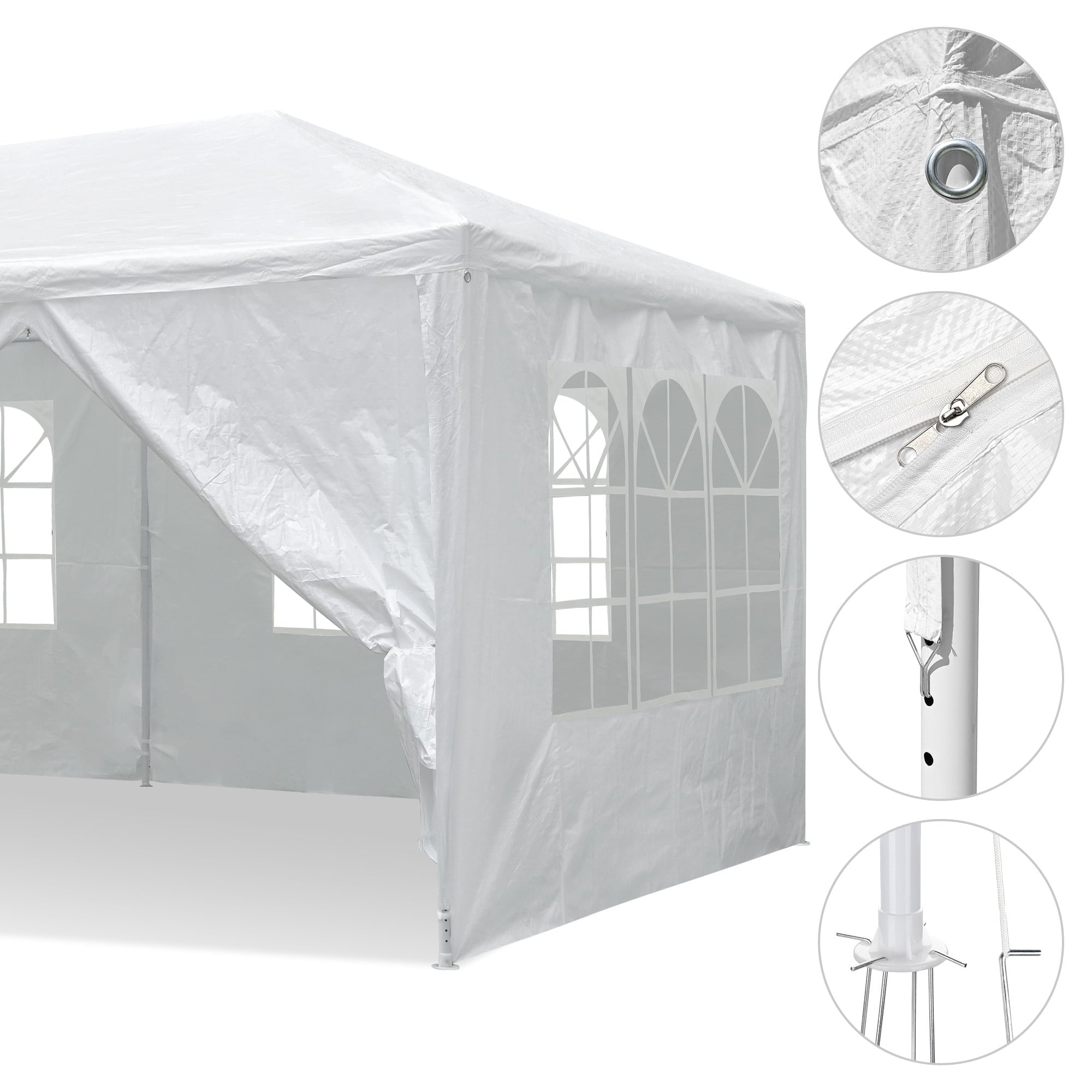 Yescom 10'x20'  White Outdoor Wedding Party Patio  w/ Removable Side Wall Canopy Sun Shelter