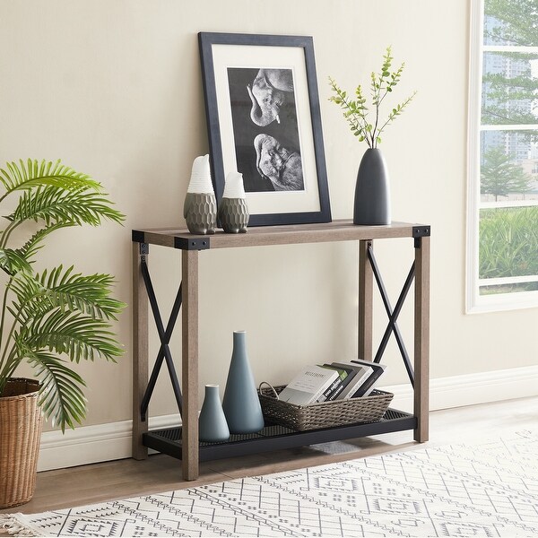 Industrial Sofa Table with 2 Tier