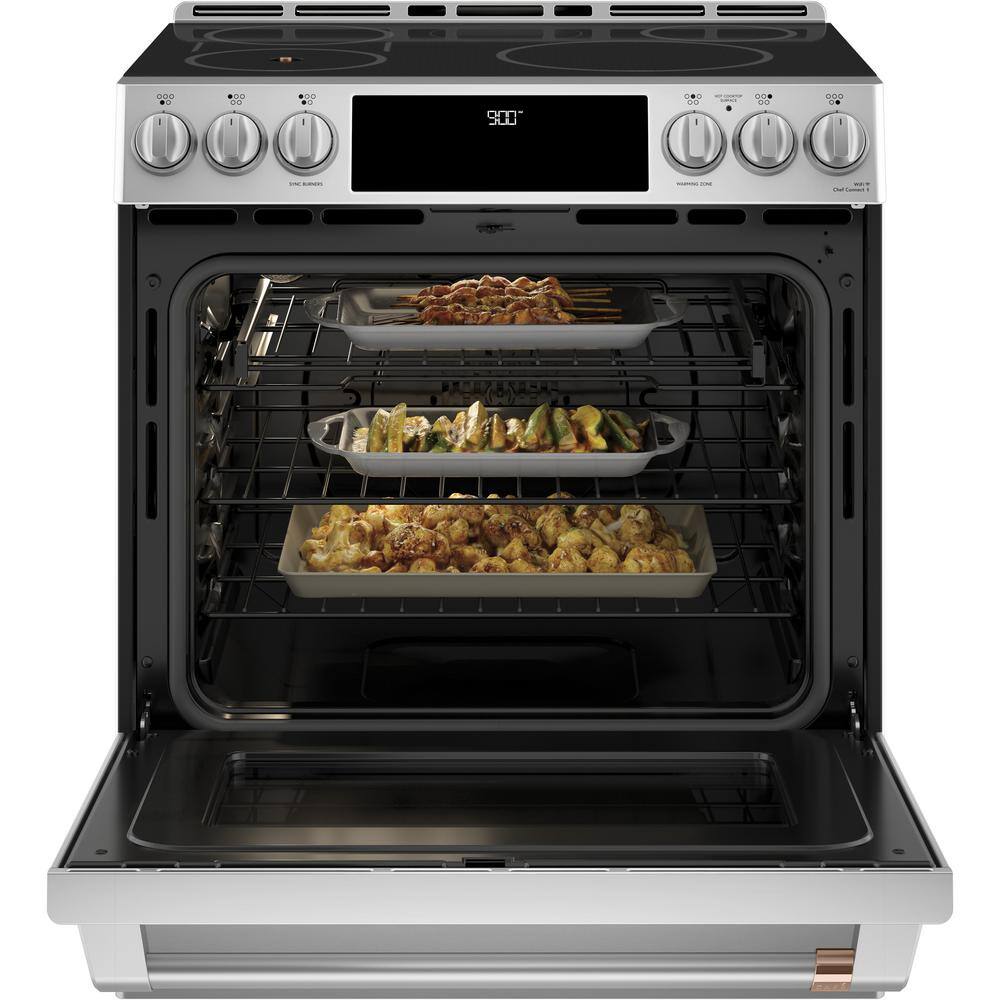 Cafe 30 in. 5.7 cu. ft. Slide-In Smart Induction Range with Self-Cleaning Convection Oven and in Stainless Steel CHS90XP2MS1