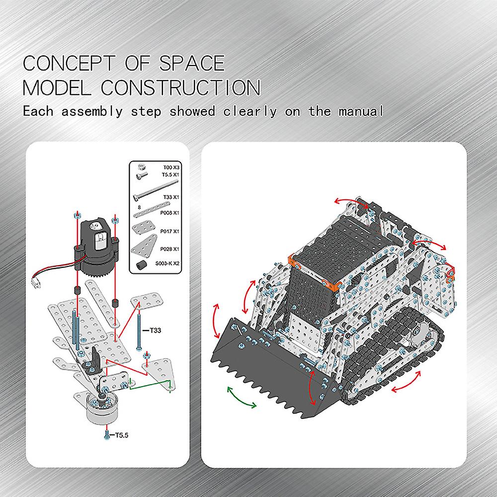 Rc Forklift Truck Building Blocks 2.4ghz 10 Channel Rc Front Loader Bulldozer Construction Toy 1153pcs Diy Stainless Steel Assembly Rc Car Parent-chil