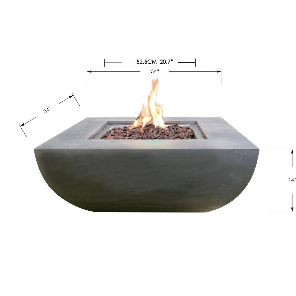 Modeno Westport 34 in. x 14 in. Square Concrete Propane Fire Pit Table in Light Gray OFG135-LP