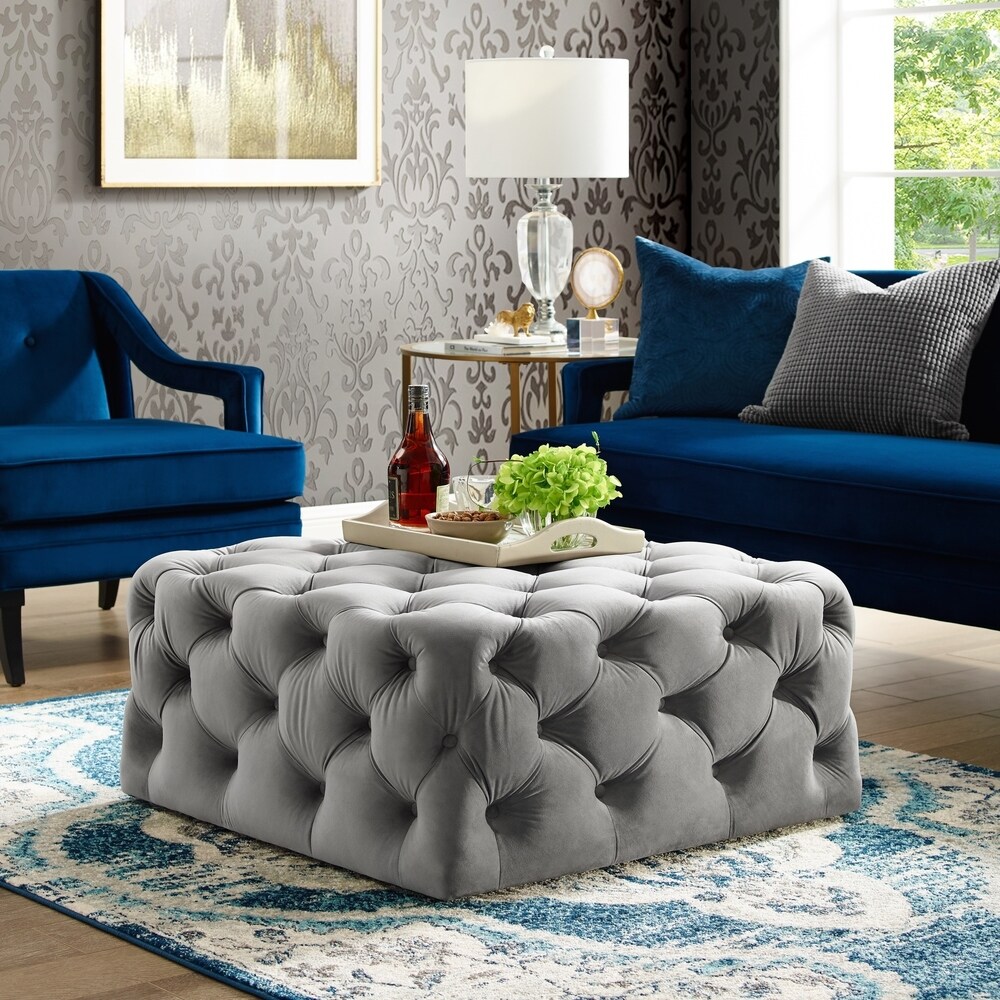 Gordon Diamond Tufted Square Shape Cocktail Ottoman