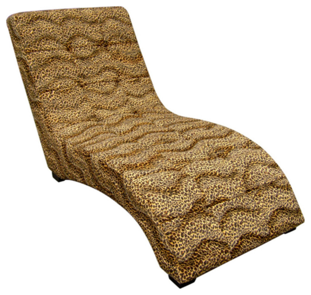 Fabric Upholstered Animal Print Chaise With Curved Backrest  Brown   Contemporary   Indoor Chaise Lounge Chairs   by VirVentures  Houzz