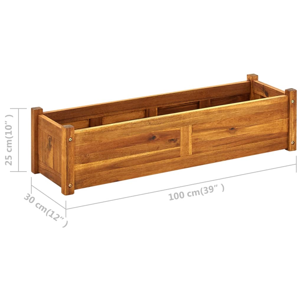 Charmma Garden Raised Bed Acacia Wood 39.4"x11.8"x9.8"