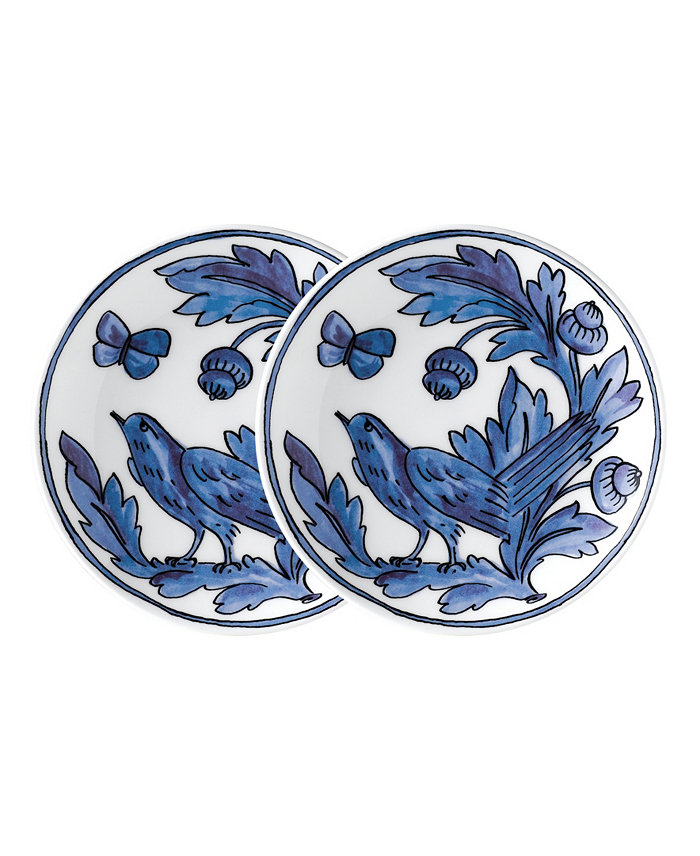 Twig New York Blue Bird 7 Appetizer Plates - Set of 2