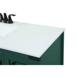 Simply Living 36 in. W x 19 in. D x 34 in. H Bath Vanity in Green with Ivory White Quartz Top SL270708MGN