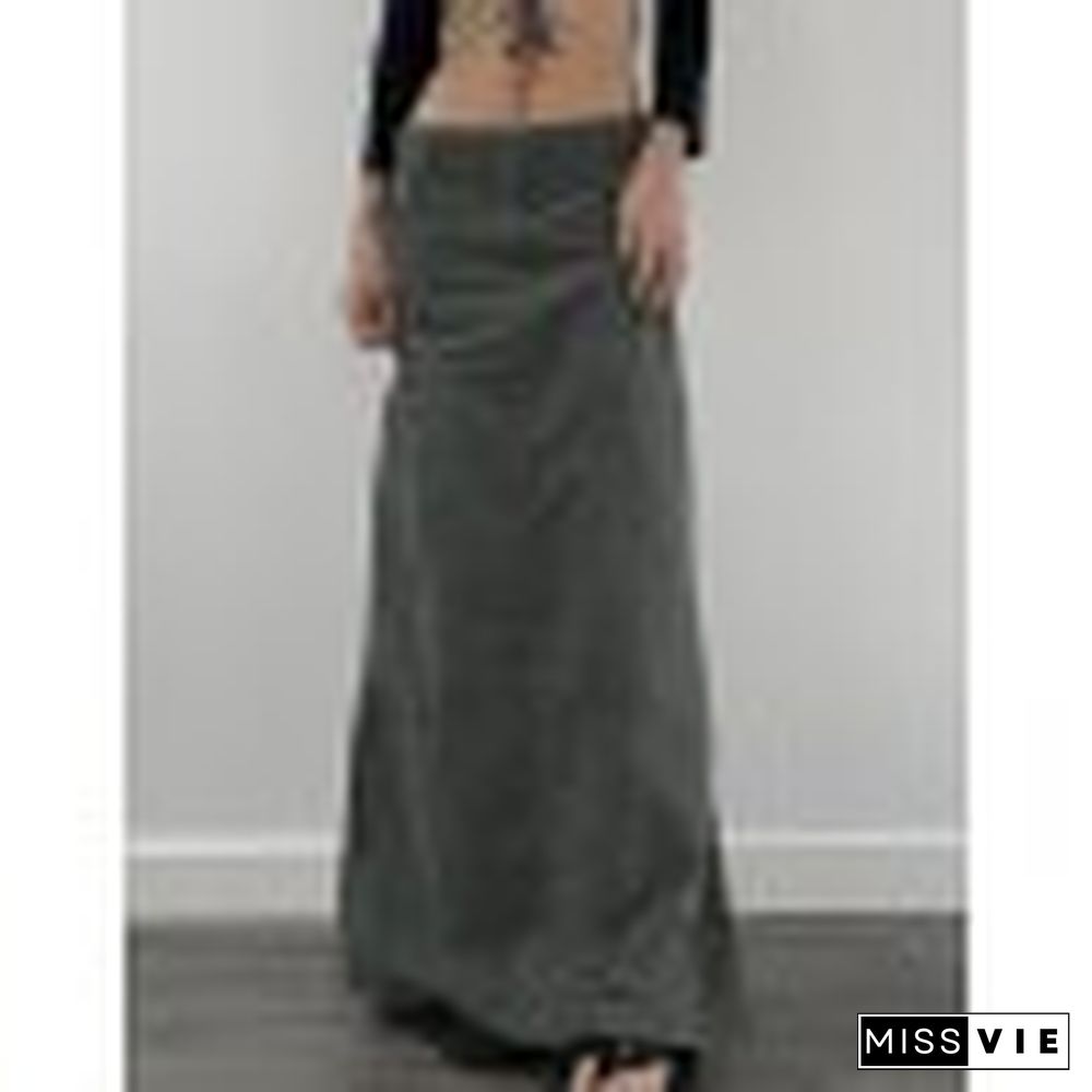 Split Y2K Long Cargo Skirt