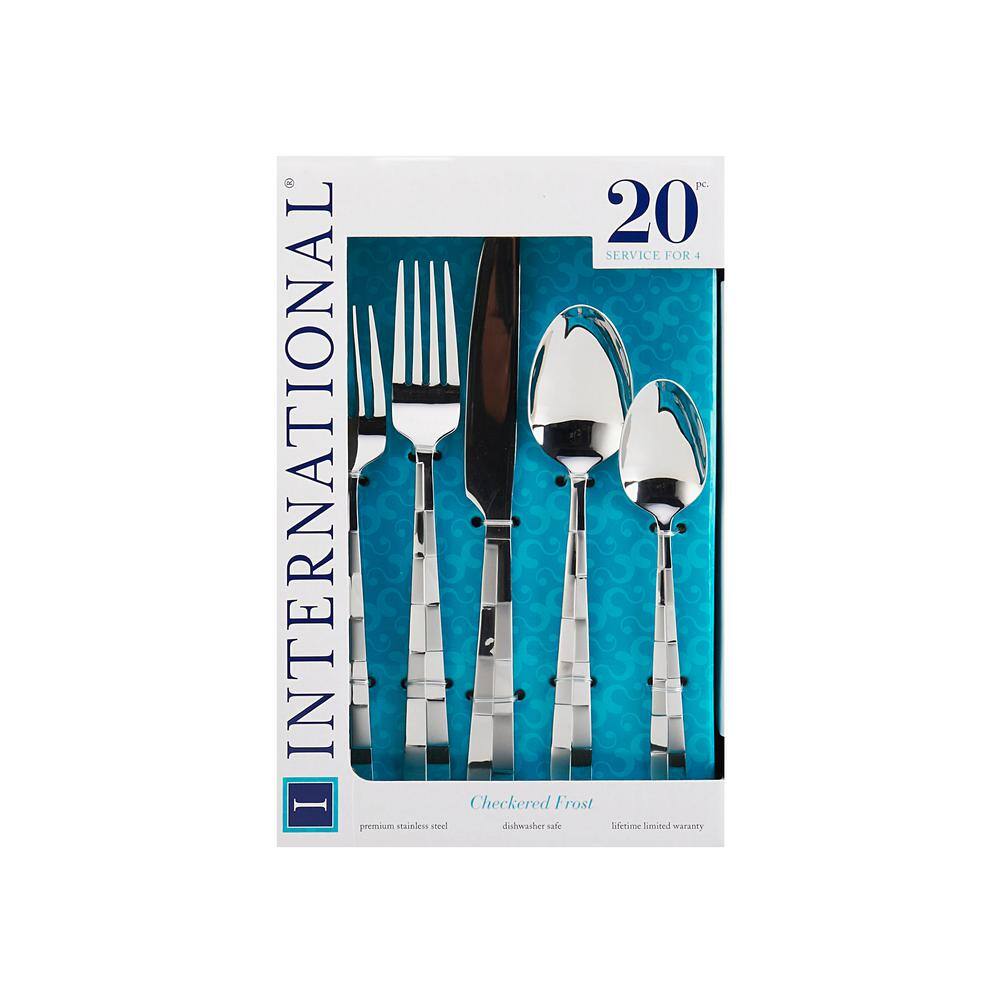 International Silver Checkered Frost 20-Piece 180 Stainless Steel Flatware Set (Service for 4) 5108515