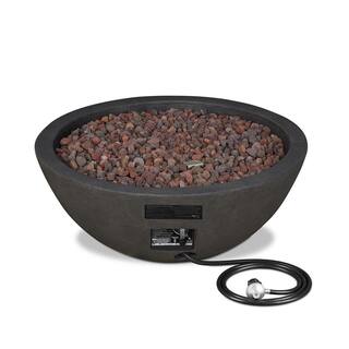 Real Flame Riverside 36 in. x 13 in. Round MGO Propane Fire Pit in Shale with Natural Gas Conversion Kit C539LP-SHL