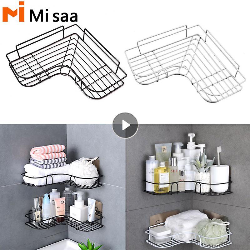 Bathroom Shelf Kitchen Organizer Shelves Corner Frame Shower Storage Rack With Suction No Drilling