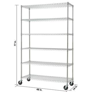 TRINITY EcoStorage Black 6-Tier Rolling Steel Wire Shelving Unit (48 in. W x 77 in. H x 18 in. D) TBFPB-0932