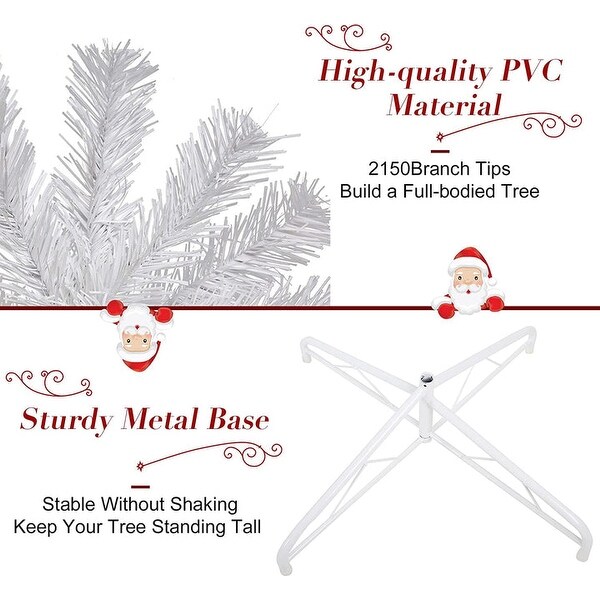 10' Premium Spruce Artificial Christmas Tree with Metal Stand，White