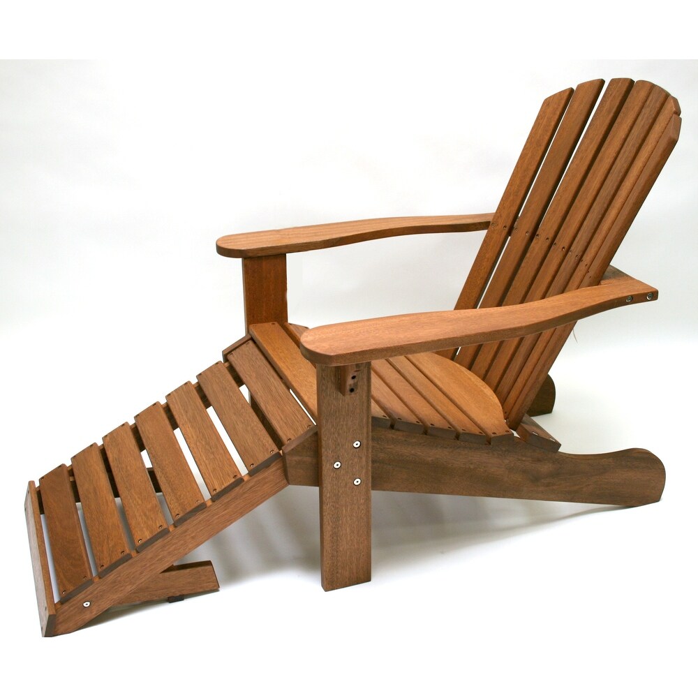 Eucalyptus Adirondack Chair with Built in Ottoman