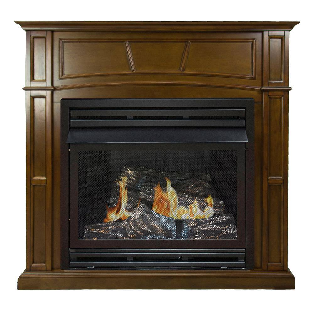 Pleasant Hearth 32000 BTU 46 in. Full Size Ventless Propane Gas Fireplace in Heritage VFF-PH32LP-H2