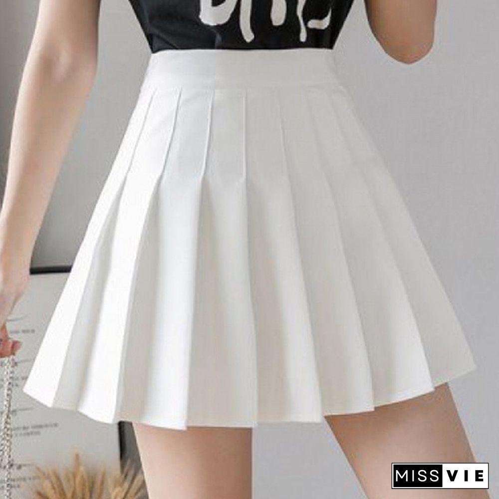 Spring Summer Korean Skirt Shorts Women High Waist Sexy Mini Skirt School Short Pleated Kawaii Japanese Pink Skirt Female