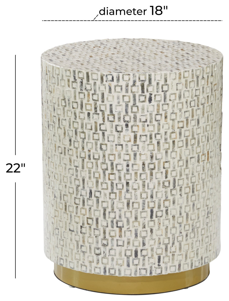 White Mother of Pearl Contemporary Accent Table with Gold Base 18 quotx 18 quotx 22 quot  Beach Style   Side Tables And End Tables   by Brimfield  ampMay  Houzz