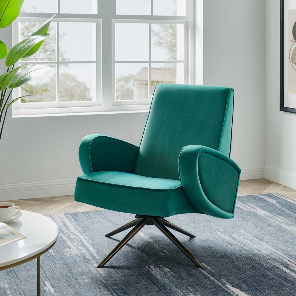 Armchair Swivel Accent Chair  Velvet  Modern  Lounge Hospitality   Midcentury   Armchairs And Accent Chairs   by House Bound  Houzz