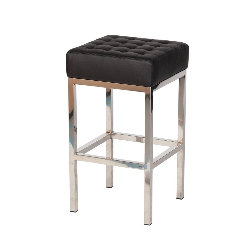 Silver Orchid Stolz Black Leather Counter Stool