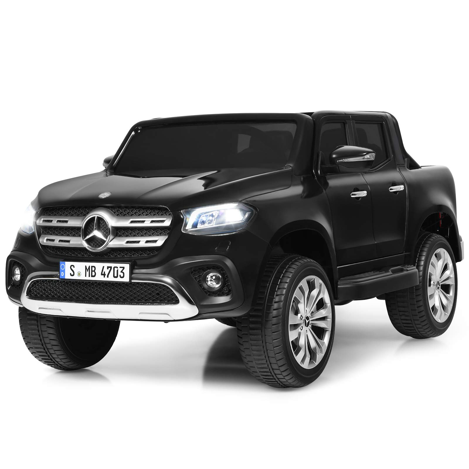 Costzon 2-Seater Ride on Polick Truck, Licensed Mercedes Benz X Class Battery Powered Ride on Car w/ 2.4G Remote Control