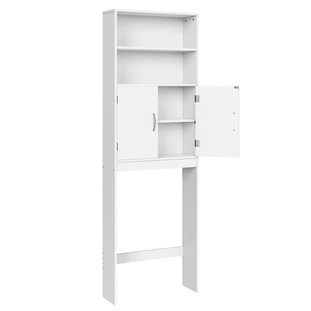 Yaheetech Free-Standing Over-the-Toilet Storage with Doors and Shelves for Bathroom, White