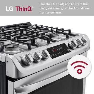 LG 6.3 cu. ft. Smart Slide-In Dual-Fuel Electric Range with ProBake Convection Oven  Self-Clean in Stainless Steel LSD4913ST