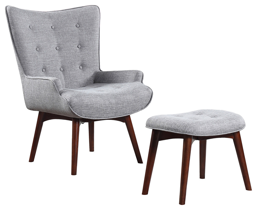 Willow Upholstered Accent Chair With Ottoman Grey and Brown   Modern   Armchairs And Accent Chairs   by Modon  Houzz