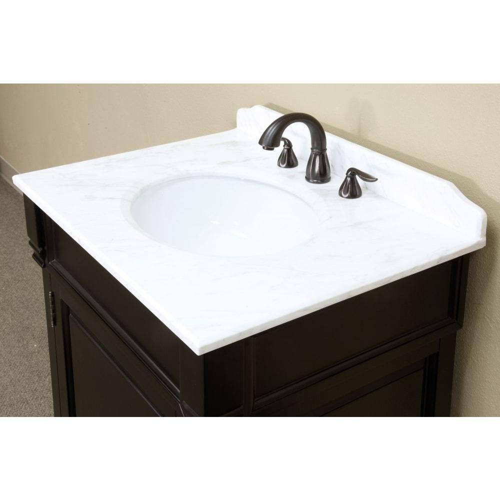 Bellaterra Home Olivia 30 in. W x 35-12 in. H Single Vanity in Espresso with Marble Vanity Top in White BT5030-ES