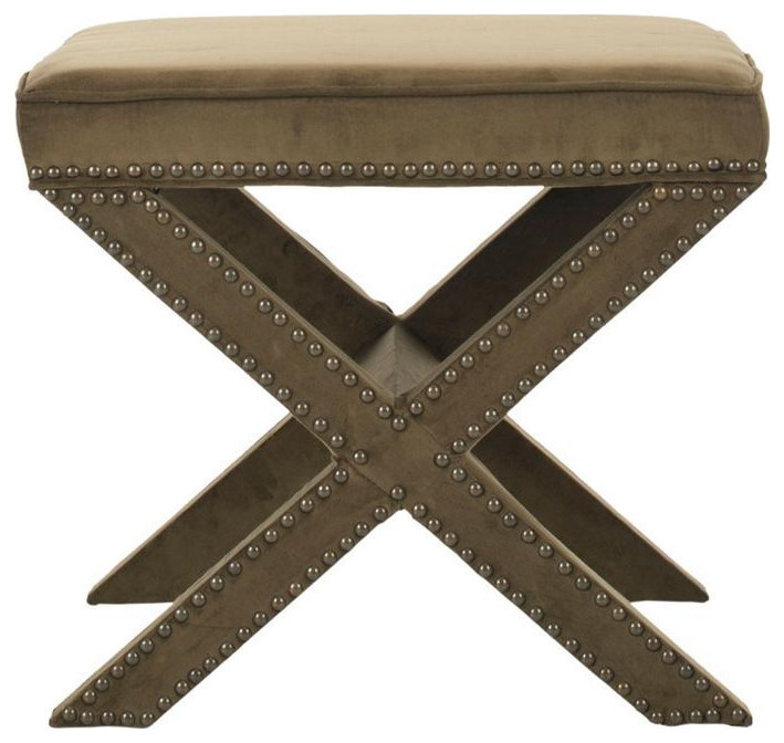 Arnold Ottoman  Brass Nail Heads Spruce   Transitional   Footstools And Ottomans   by Rustic Home Furniture Deco  Houzz