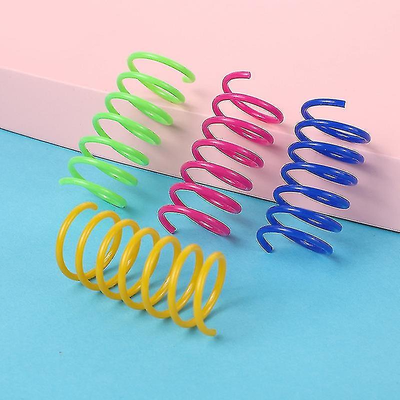 60 Pcs Cat Spring Toy Plastic Colorful Coil Spiral Springs Pet Action Wide