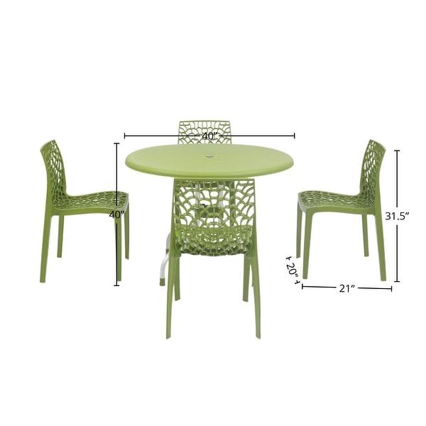 Delfino Round Table and Karissa Patio Chairs 5Piece Outdoor Lounge Set