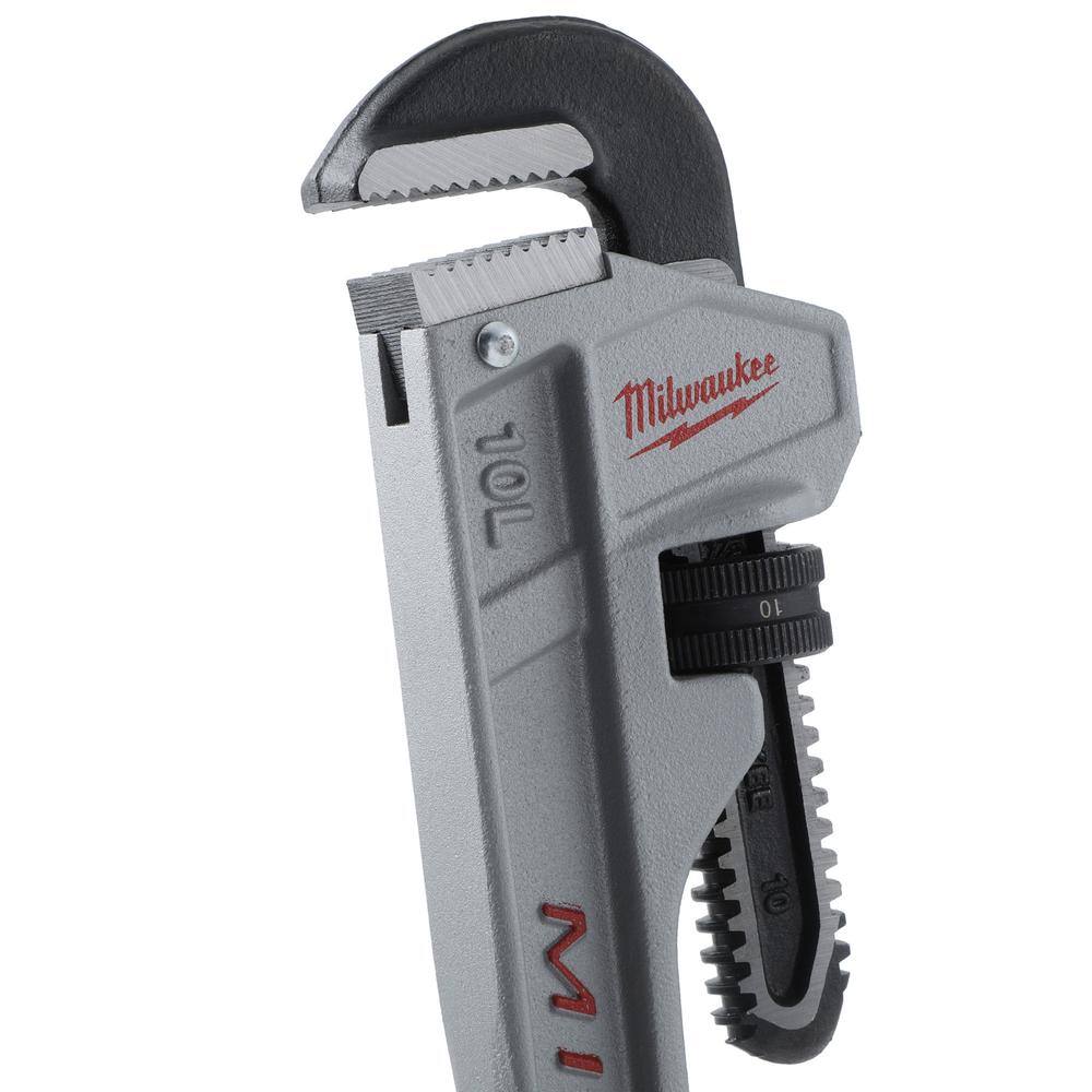 MW 10 in. Long and 14 in. Aluminum Pipe Wrench with Power Length Handle (2-Piece) 48-22-7213-48-22-7214