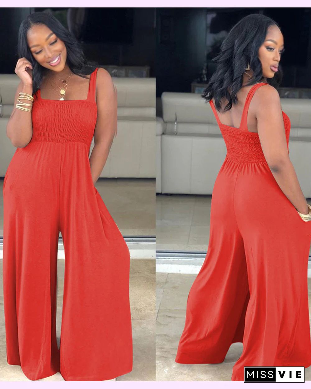 Sleeveless Wide Leg Jumpsuit