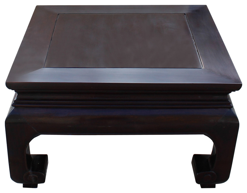 Square Oriental Dark Brown Craw Curved Legs Coffee Table   Asian   Coffee Tables   by Golden Lotus Antiques  Houzz