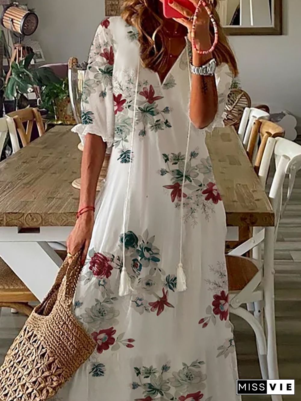 Plus size Floral Loosen Dresses