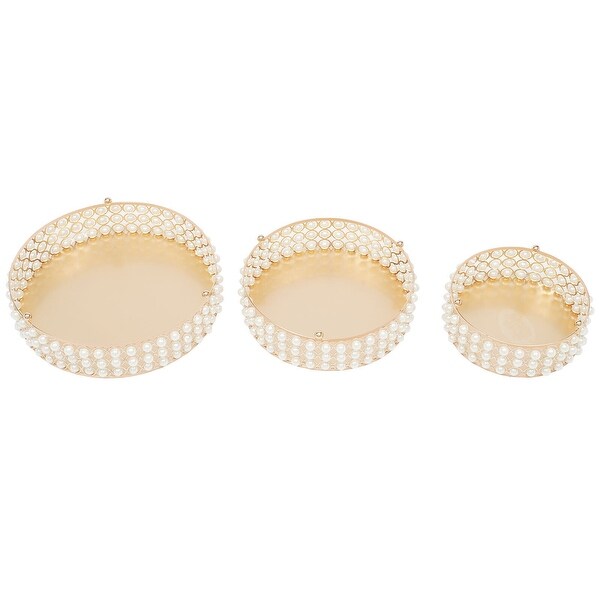 3-Piece Set Gold Cake Stands Round Dessert Display Plates