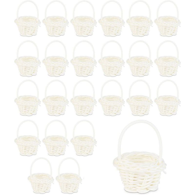 Juvale White Mini Woven Baskets with Handles (1.75 x 2.5 in， 24 Pack)