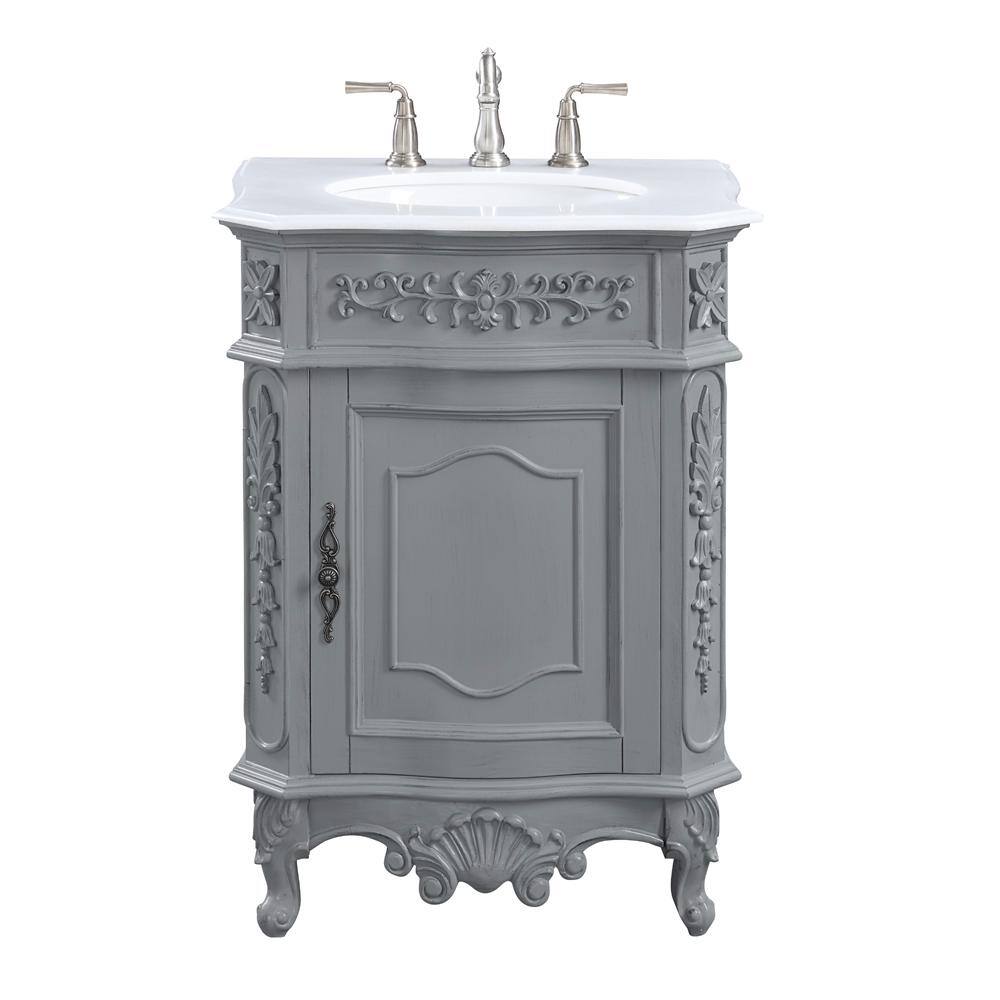 Home Decorators Collection Winslow 26 in. W x 22 in. D Bath Vanity in Antique Gray with Vanity Top in White Marble with White Basin BF-27000-AG