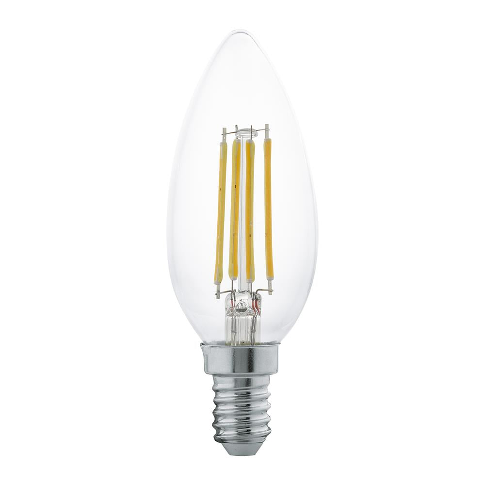 EGLO 110014 LED 4W Candle C35 E14 SES Clear Filament Lamp 350lm 2700k