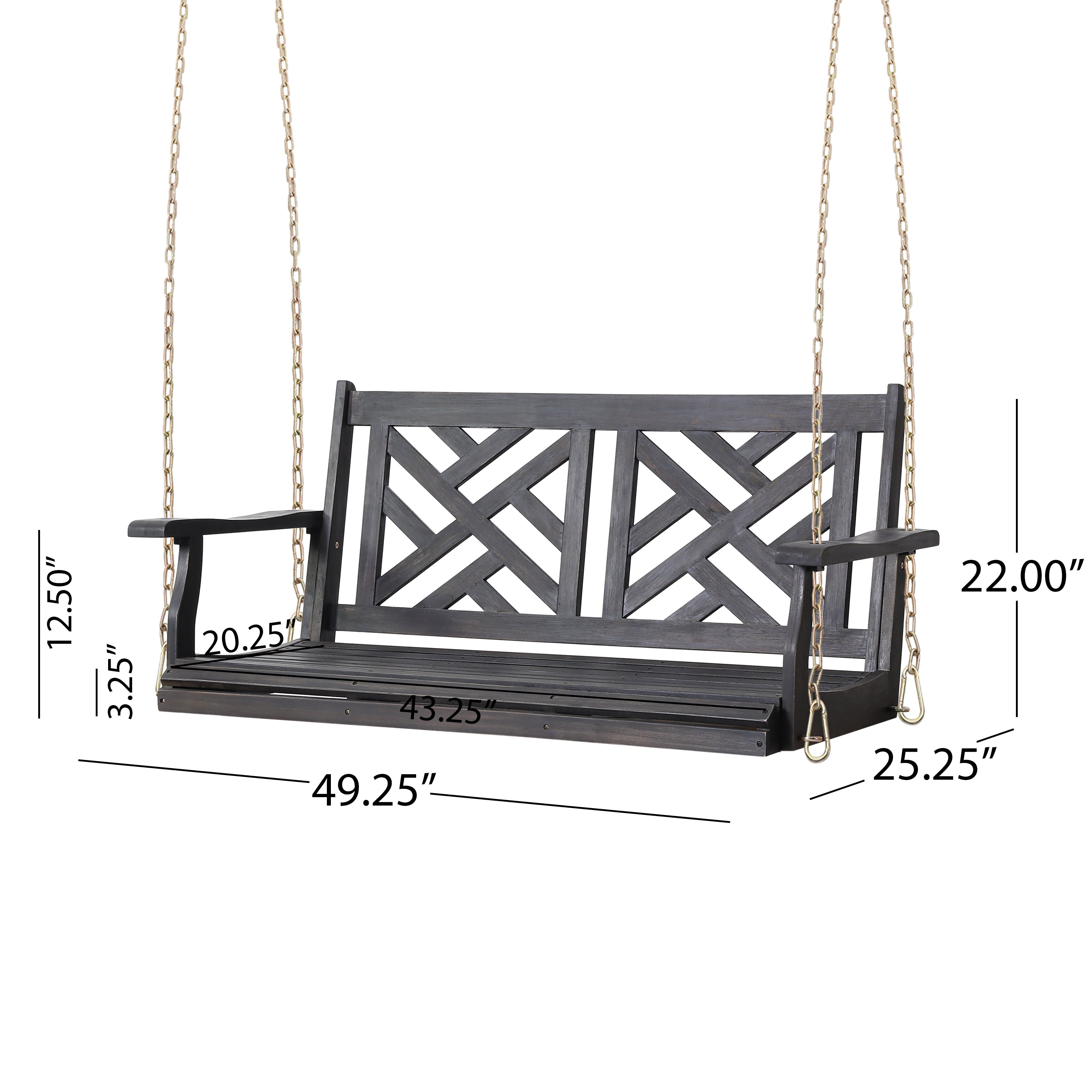 Petes Outdoor Acacia Wood Hanging Porch Swing