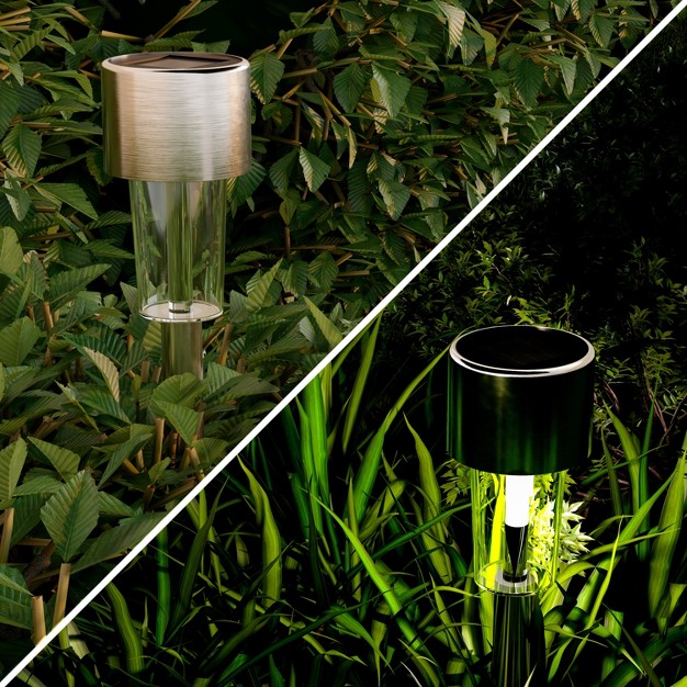 Nature Spring Solar Path Lights With Rechargeable Batteries 12 2 quot Set Of 12 Silver