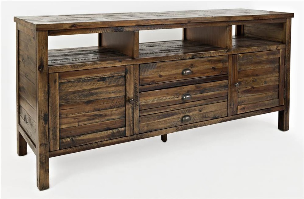 Artisan  x27s Craft 60 quotMedia Console  Dakota Oak   Rustic   Entertainment Centers And Tv Stands   by BisonOffice  Houzz